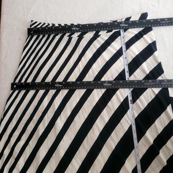 Lane Bryant 16 Black White Striped Maxi A Line Stretch Skirt Beatnik Vaudeville - Picture 4 of 6